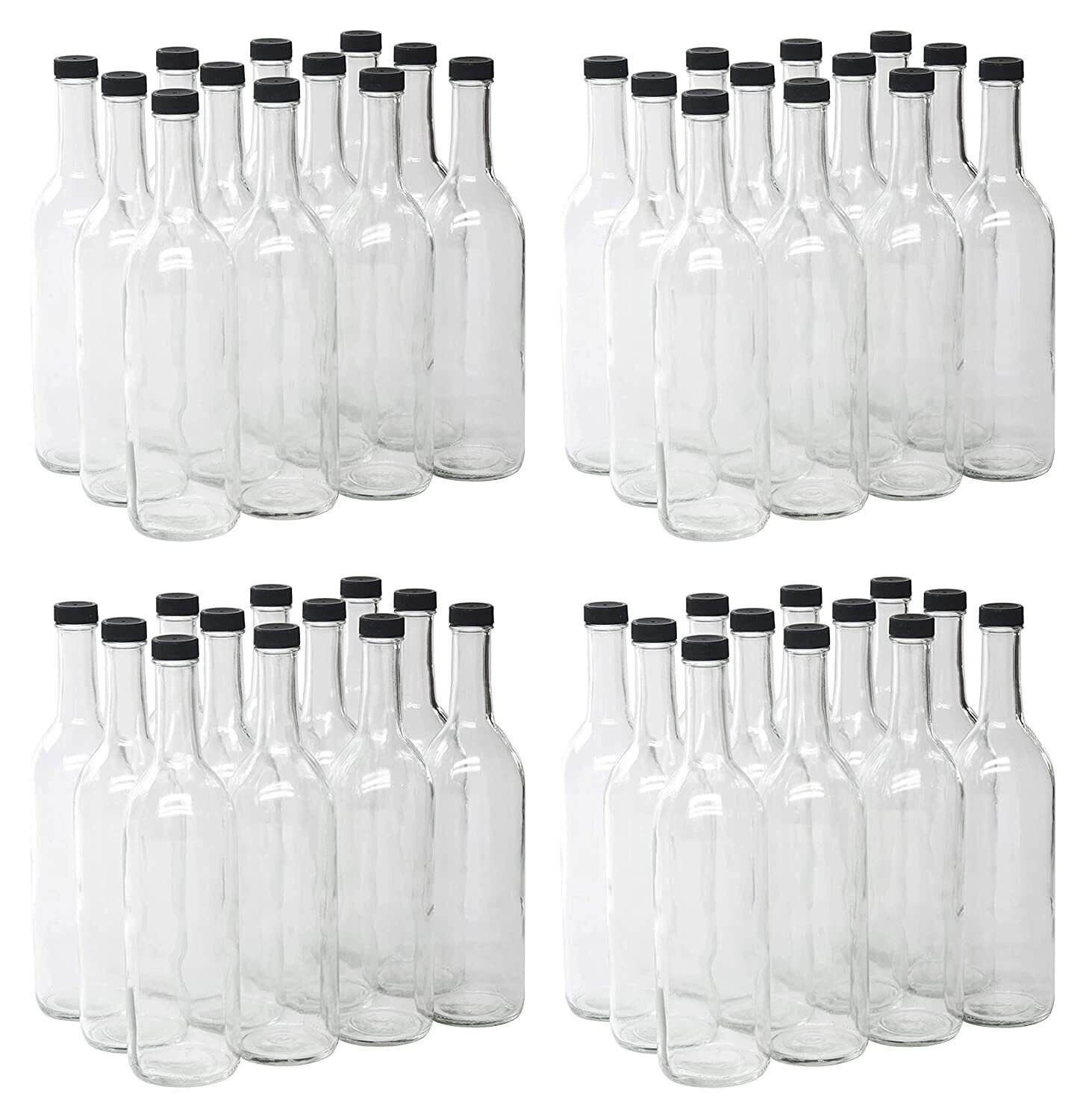 750ml Clear Glass Bordeaux Wine Bottle Flat-Bottomed Screw-Top Finish - with ...