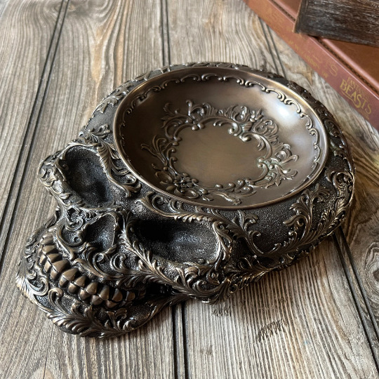 Unique Artistic Handmade Gothic Steampunk Decorative Flat Skull Tray