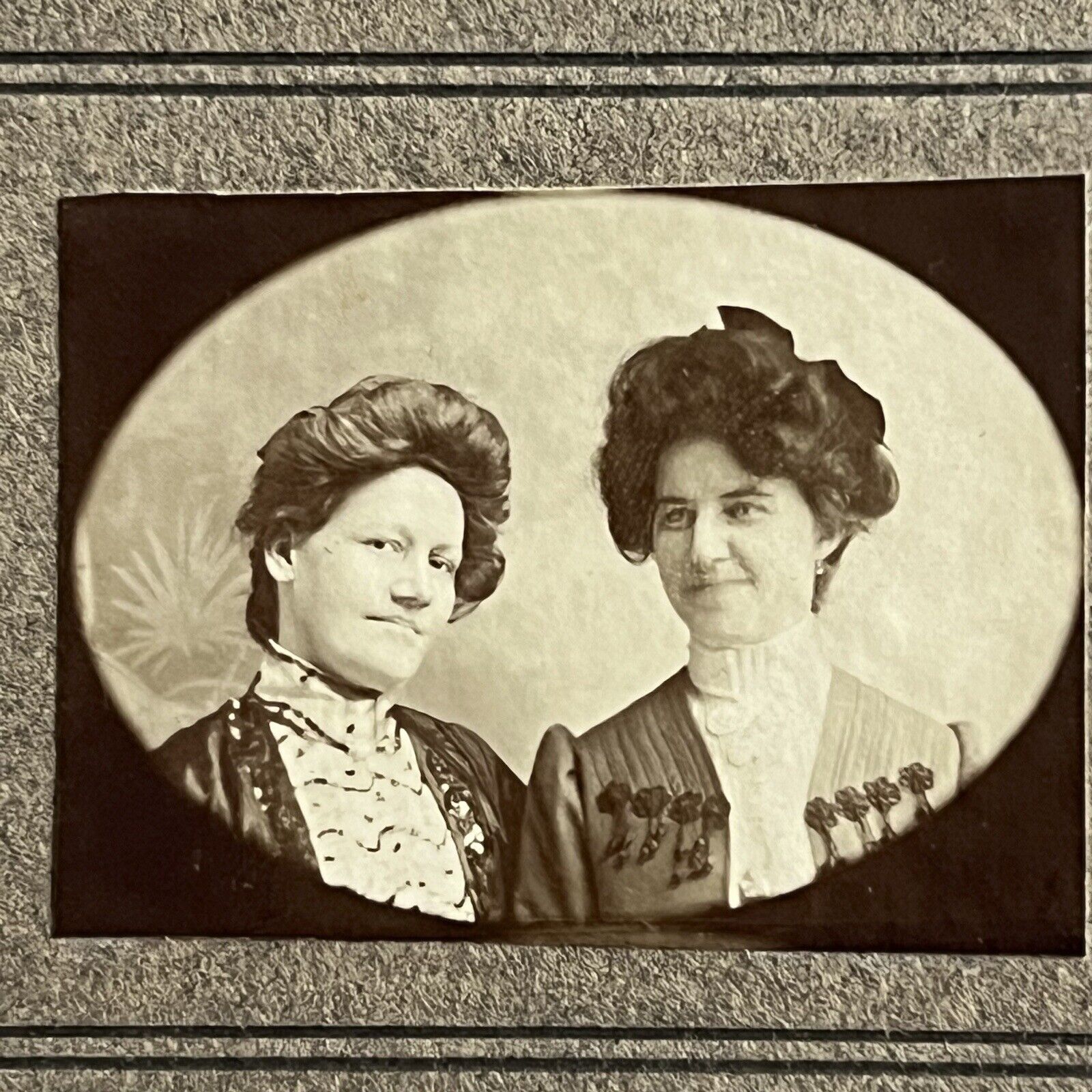 Antique Miniature Cabinet Card Photograph Lovely Women Mother & Grown Daughter