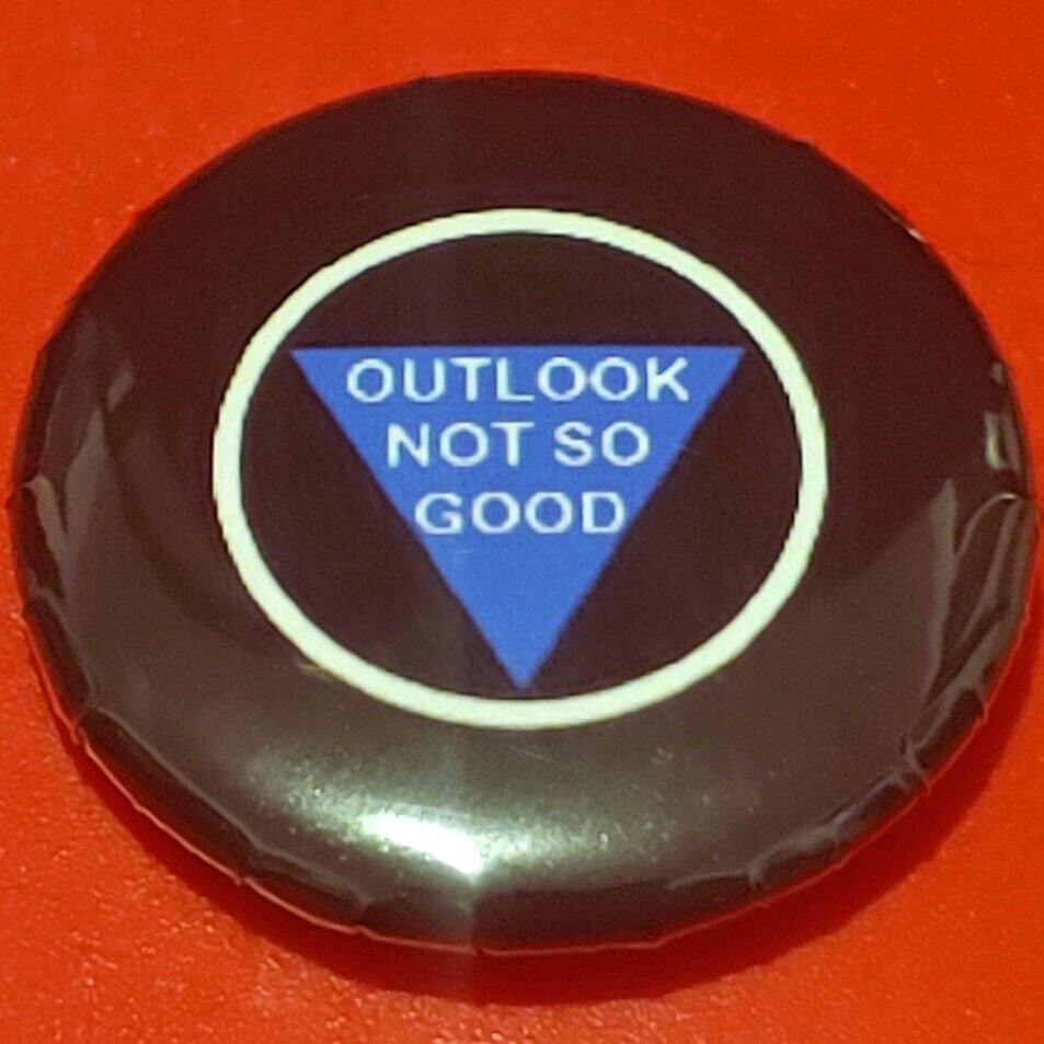 1 Inch Black Magic 8 Ball Outlook Not So Good Round Pinback Button