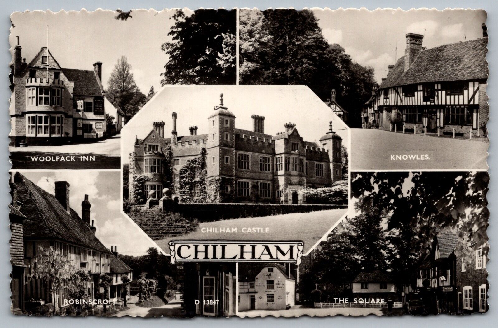 Postcard RPPC, Chilham Castle Multi View  Of Chilham Kent England Posted 1962