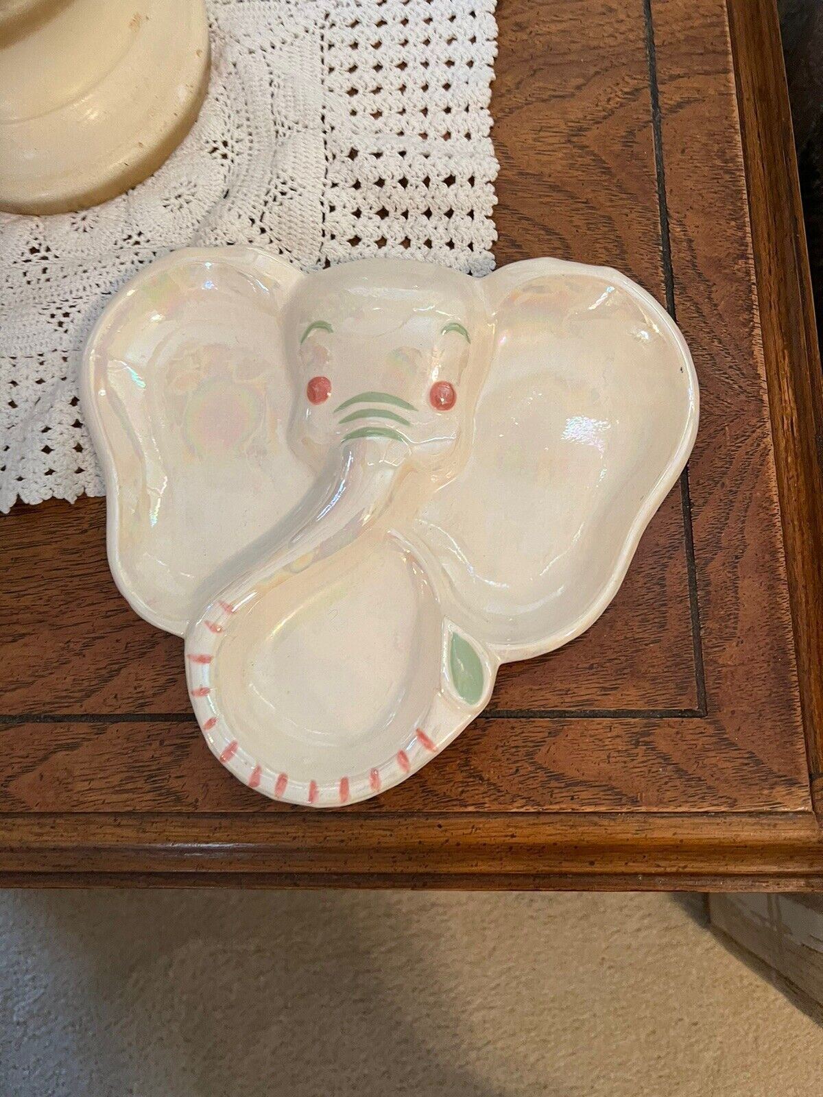 Vintage 1950s Hand Painted Elephant Divided Baby Plate