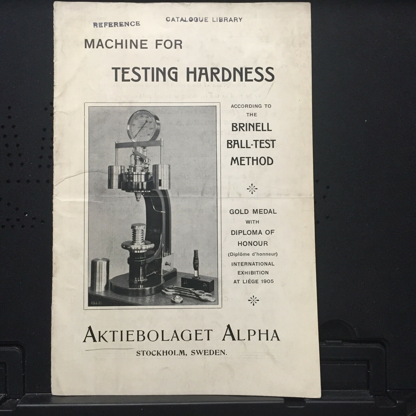 Vtg Aktiebolaget Alpha Catalog ~ Hardness Testing Machine Dr. Brinell Ball Test