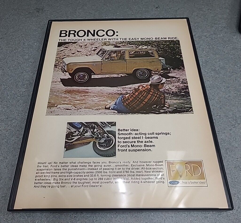 Ford Bronco  1968 Print Ad Framed 8.5x11 Wall Art 
