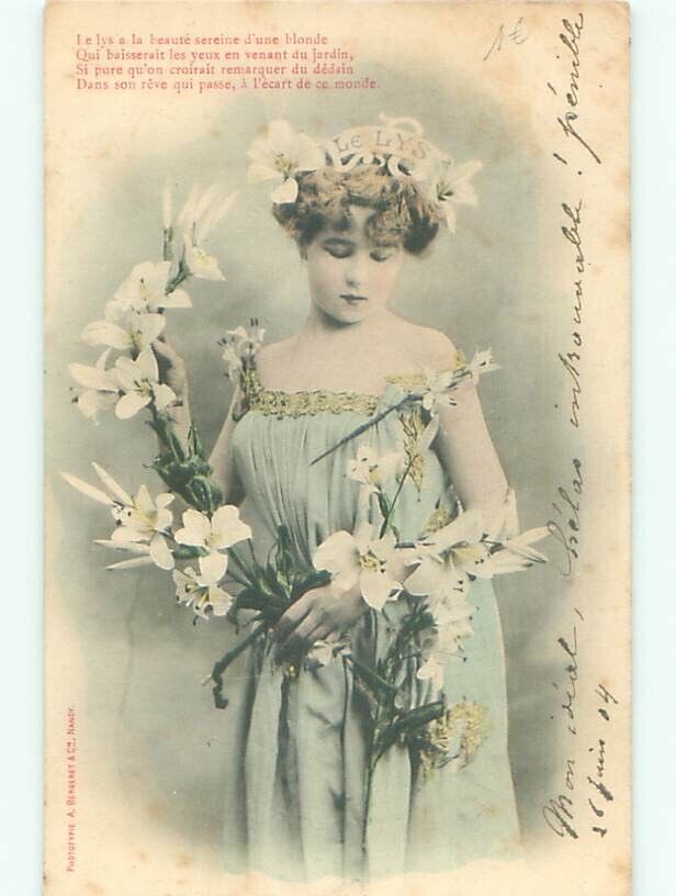 foreign 1904 Art Nouveau PRETTY FRENCH GIRL WEARING A CROWN LIKE A QUEEN AC3347