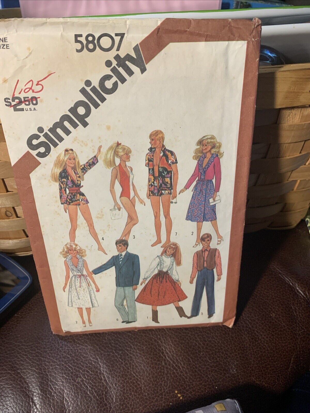 Vintage 1982 Simplicity Pattern 5807 For 11.5 & 12 Inch Barbie & Ken