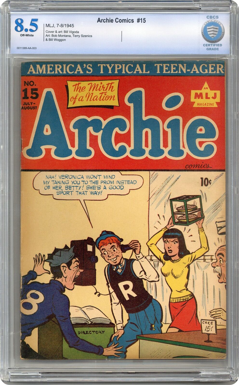 Archie #15 CBCS 8.5 1945 0011389-AA-003