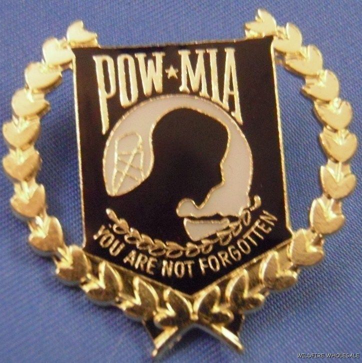 WHOLESALE LOT 12 POW MIA GOLD ENAMELED LAPEL HAT PINS military vietnam veteran 