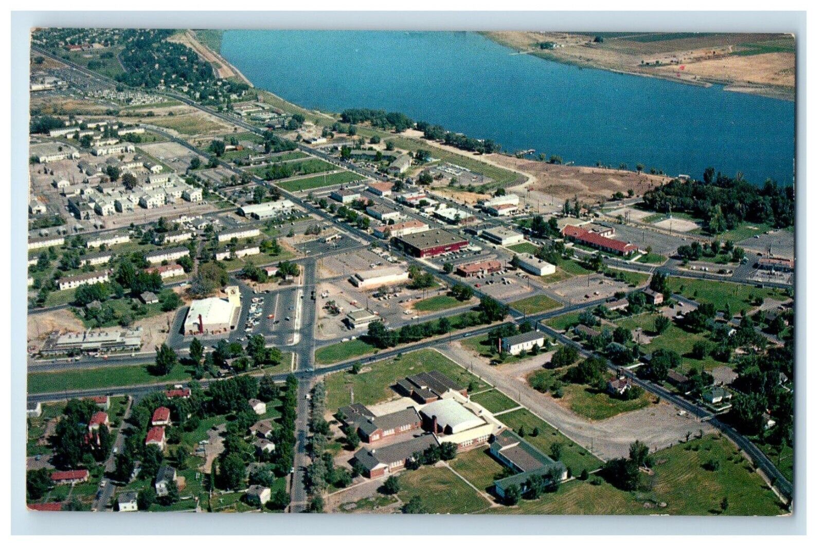 c1950\'s Aerial View Of The City Of Richland Washington WA Vintage Postcard