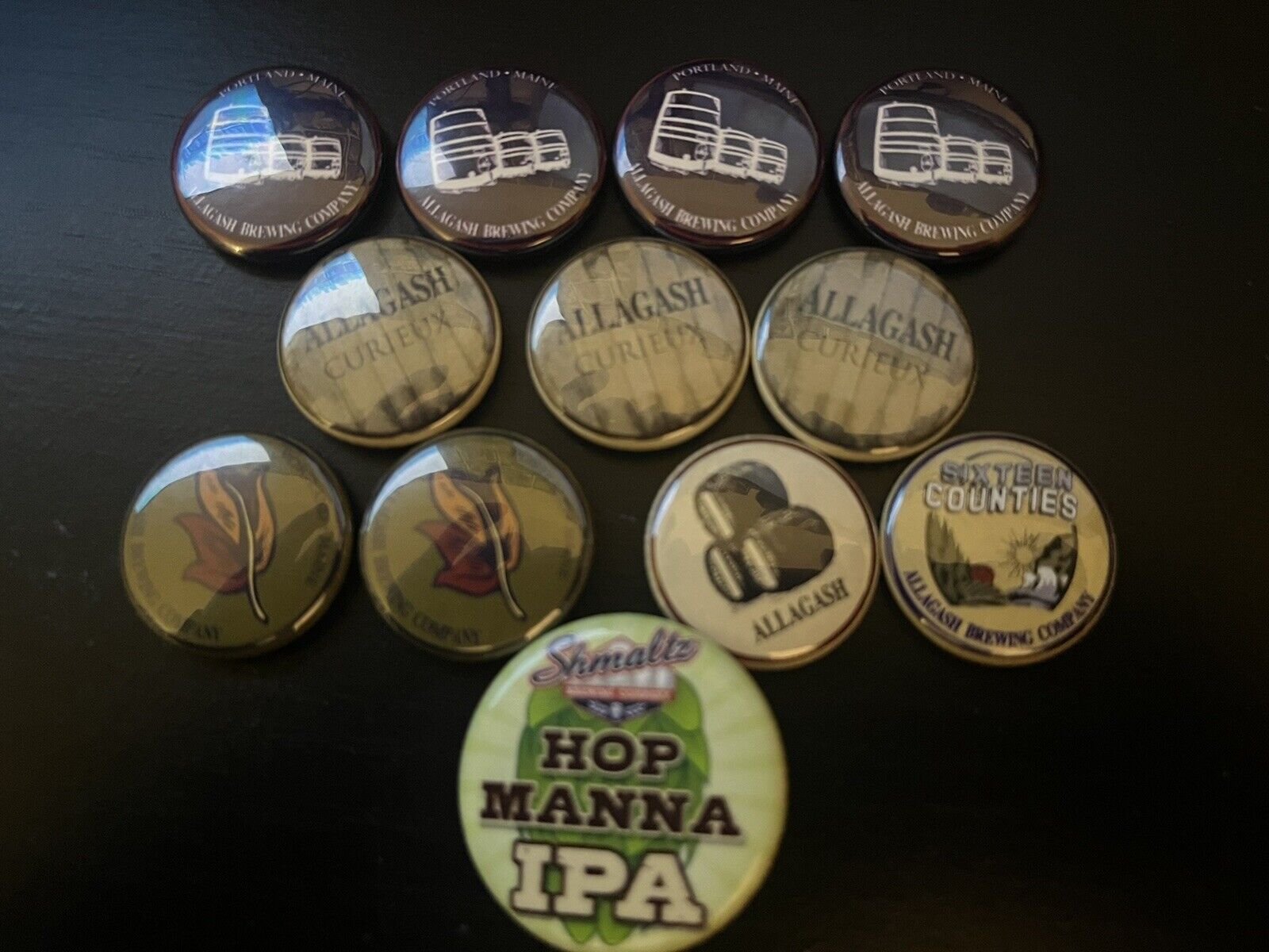 Lot of  12 Allagash Brewery Beer Brand Pins Pinback Buttons Great Condition