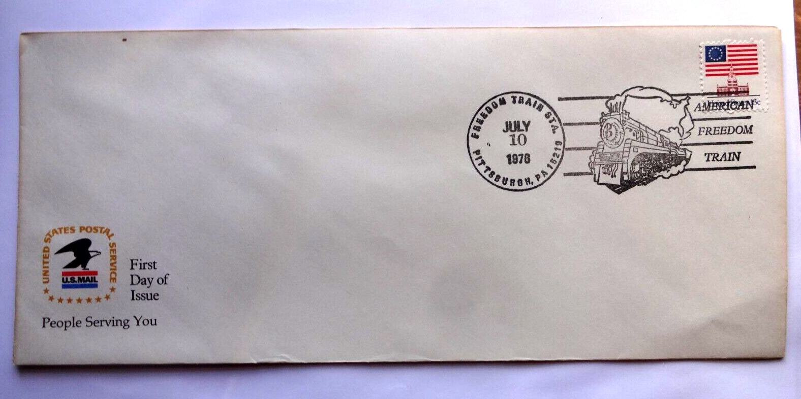 JULY 10, 1976 AMERICAN FREEDOM TRAIN SOUVENIR, FDE Envelope, Pittsburgh PA