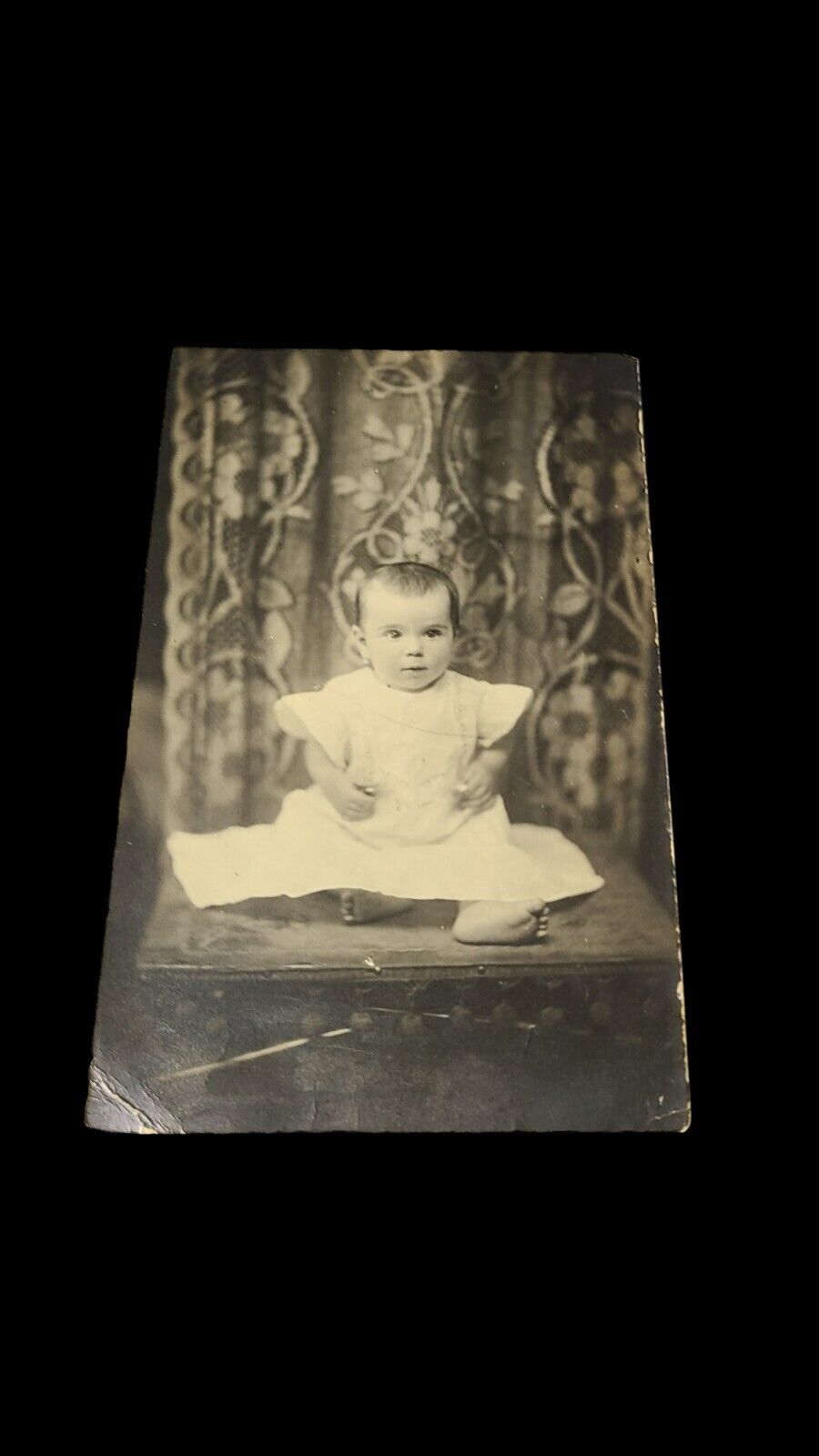 RPPC Baby Child In White Dress Vintage Antique Real Photo Postcard