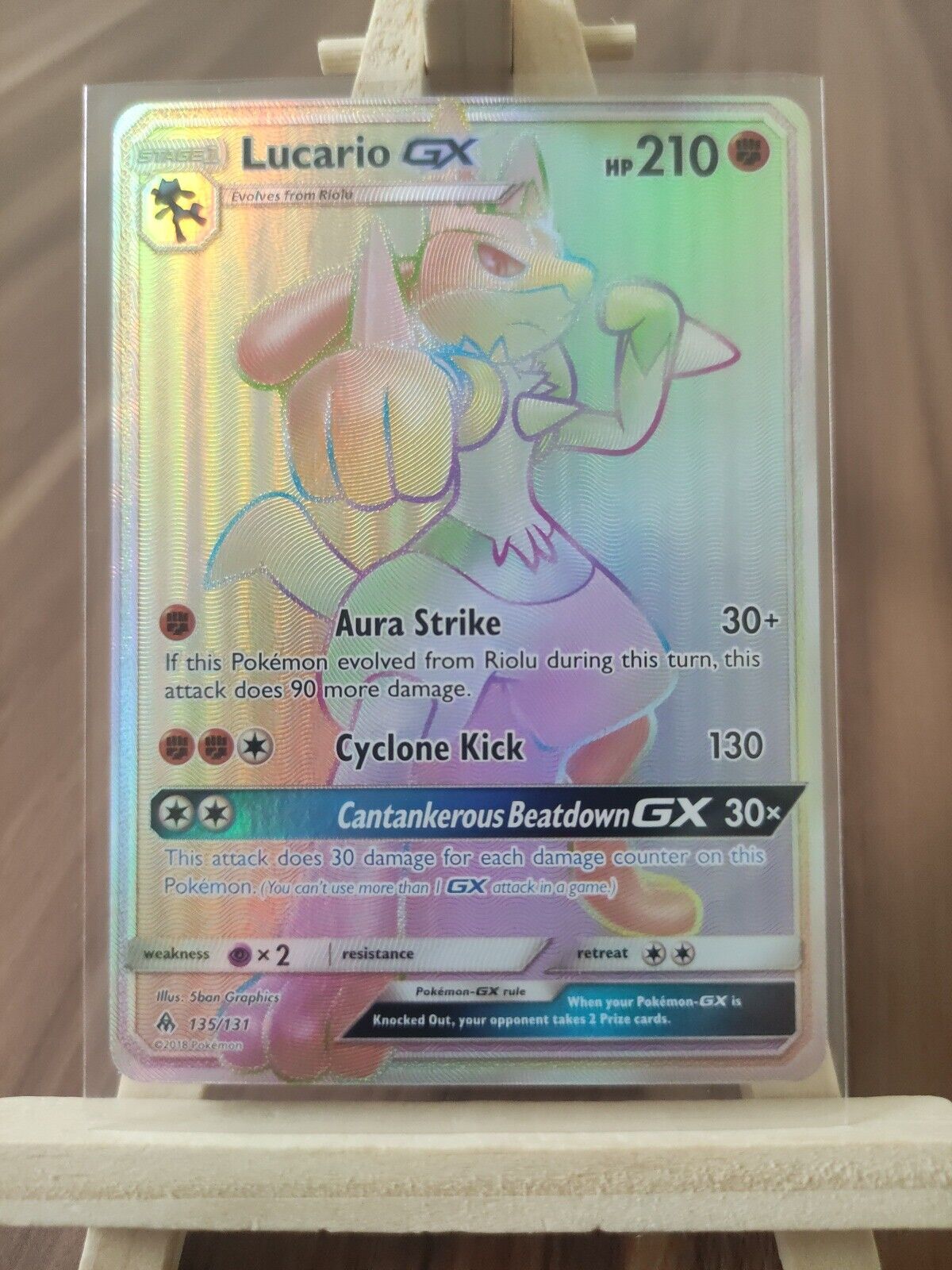 Lucario GX 135/131 Forbidden Light Secret Rainbow Rare Full Art Pokemon Card NEW