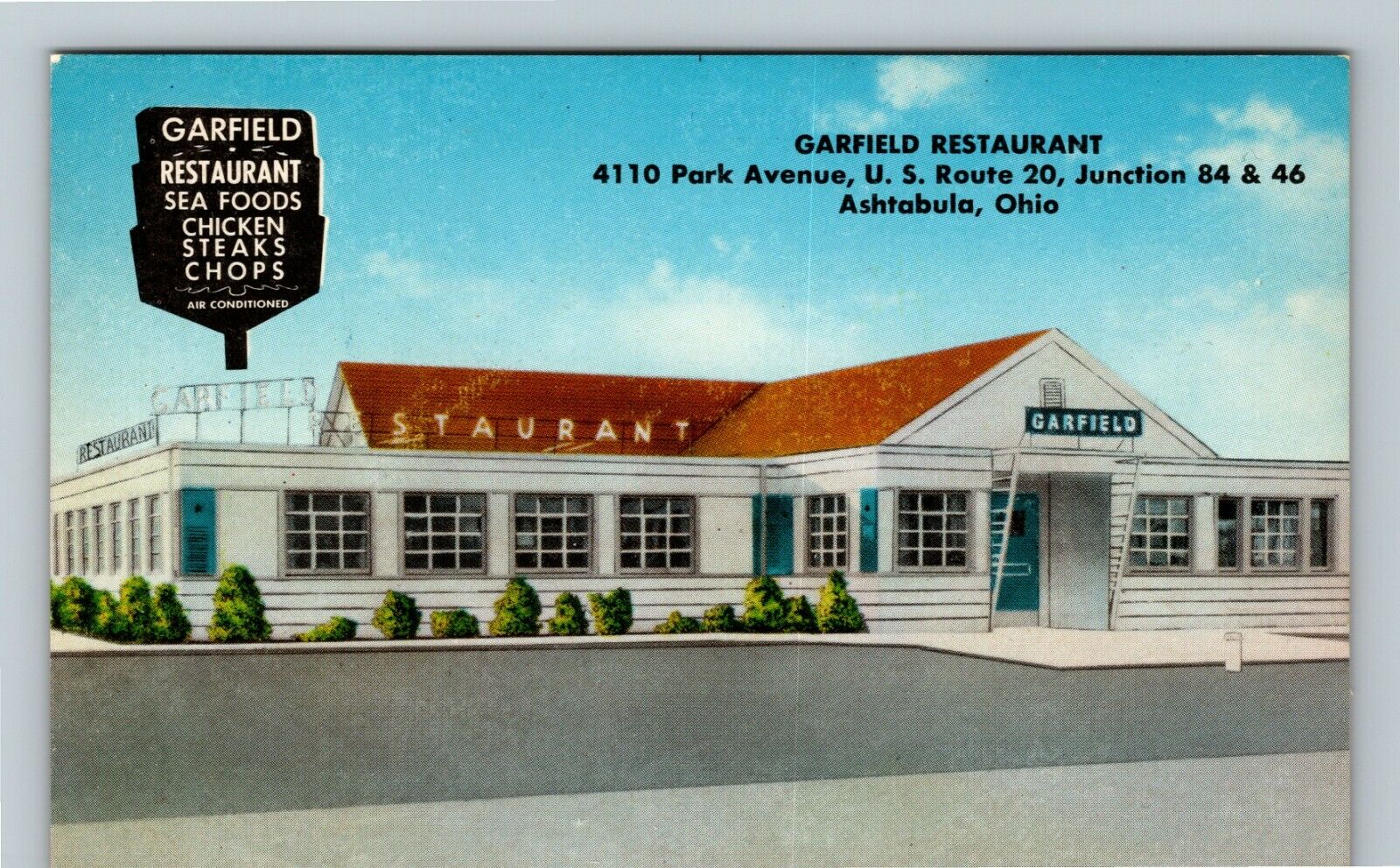 Ashtabula OH-Ohio, Garfield Restaurant Vintage Souvenir Postcard