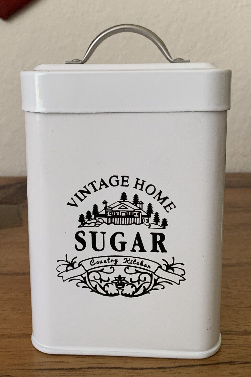 Vintage White Home Canister Sugar Container
