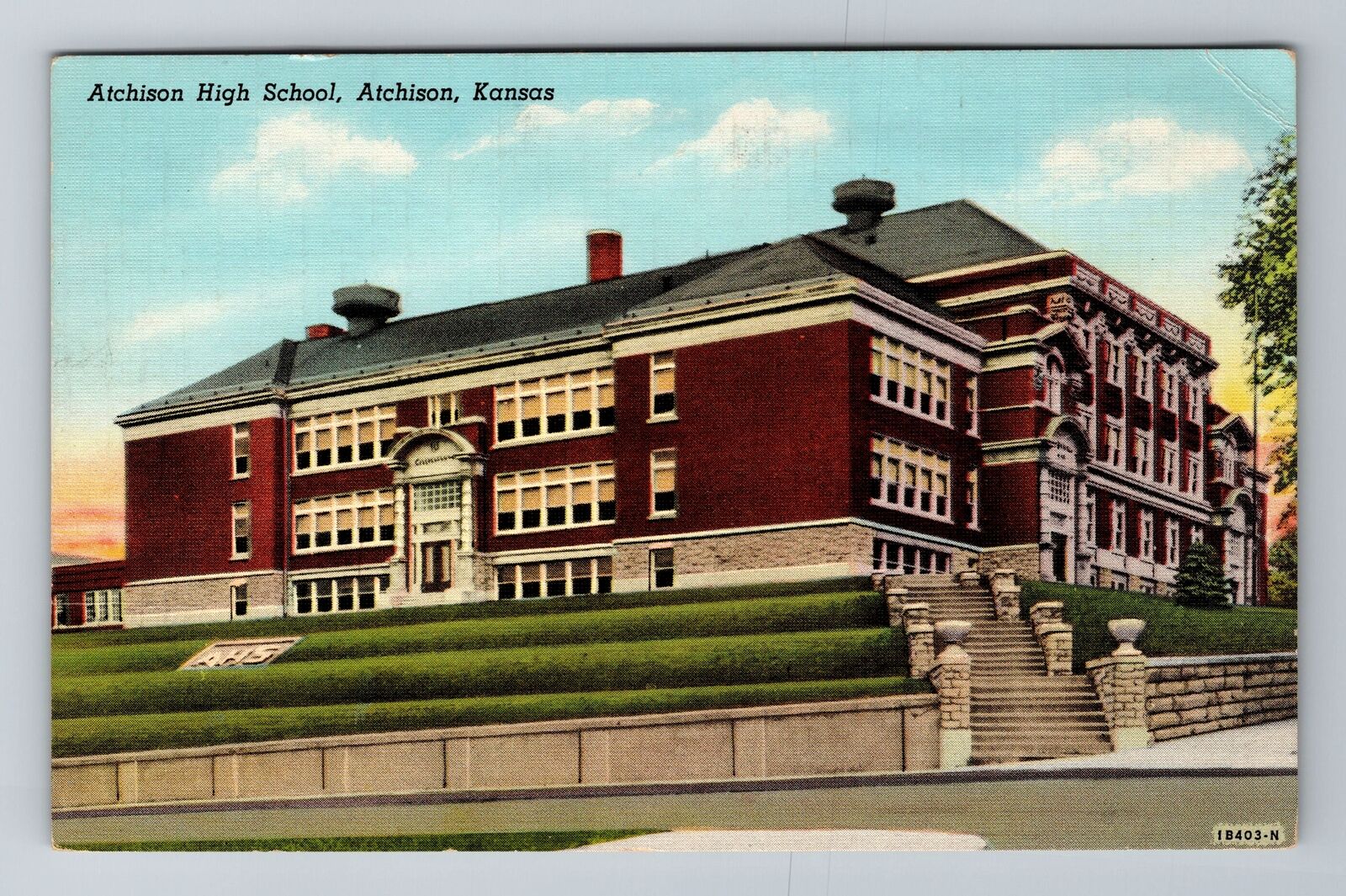 Atchison KS-Kansas, Atchison High School, Antique, Vintage Souvenir Postcard