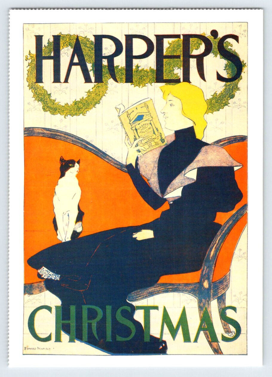 Christmas 1894 Harper\'s Magazine Edward Penfield Reprint Postcard BRL18