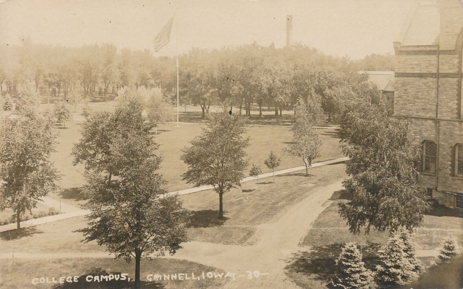 GRINNELL IA - College Campus Real Photo Postcard rppc
