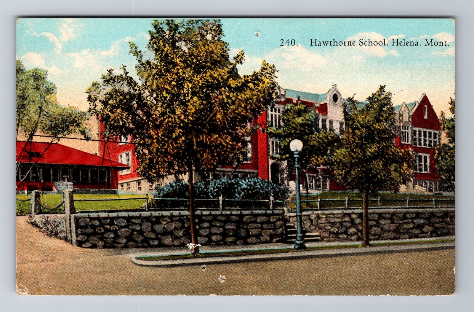 Helena MT-Montana, Hawthorne School, Antique, Vintage Souvenir Postcard