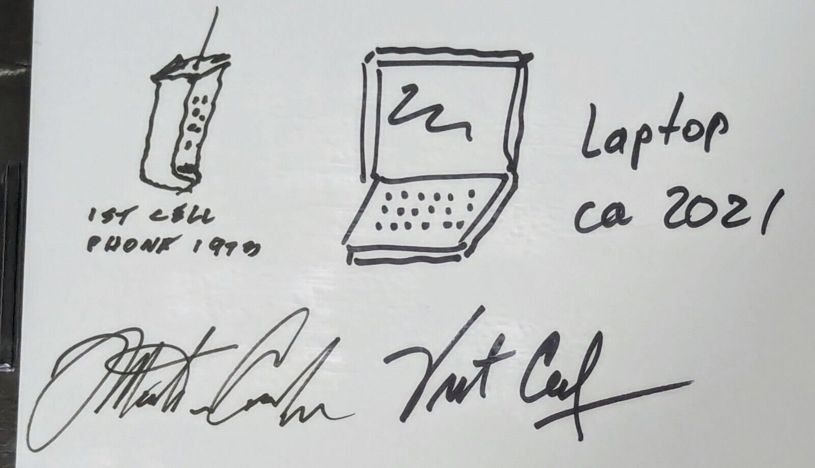 Vint Cerf & Martin Cooper  Autographs & Hand Drawn Sketches Visionary Inventors 
