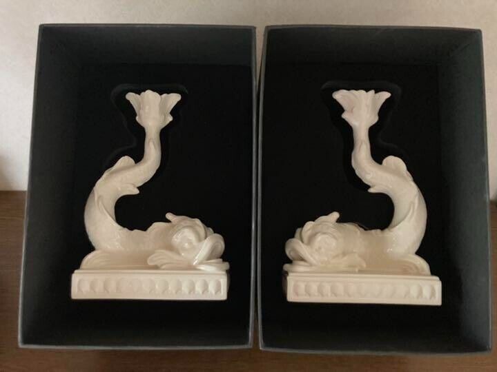Wedgwood Dolphin Fish Candlestick Set Limited 500 worldwide Prestige Collection