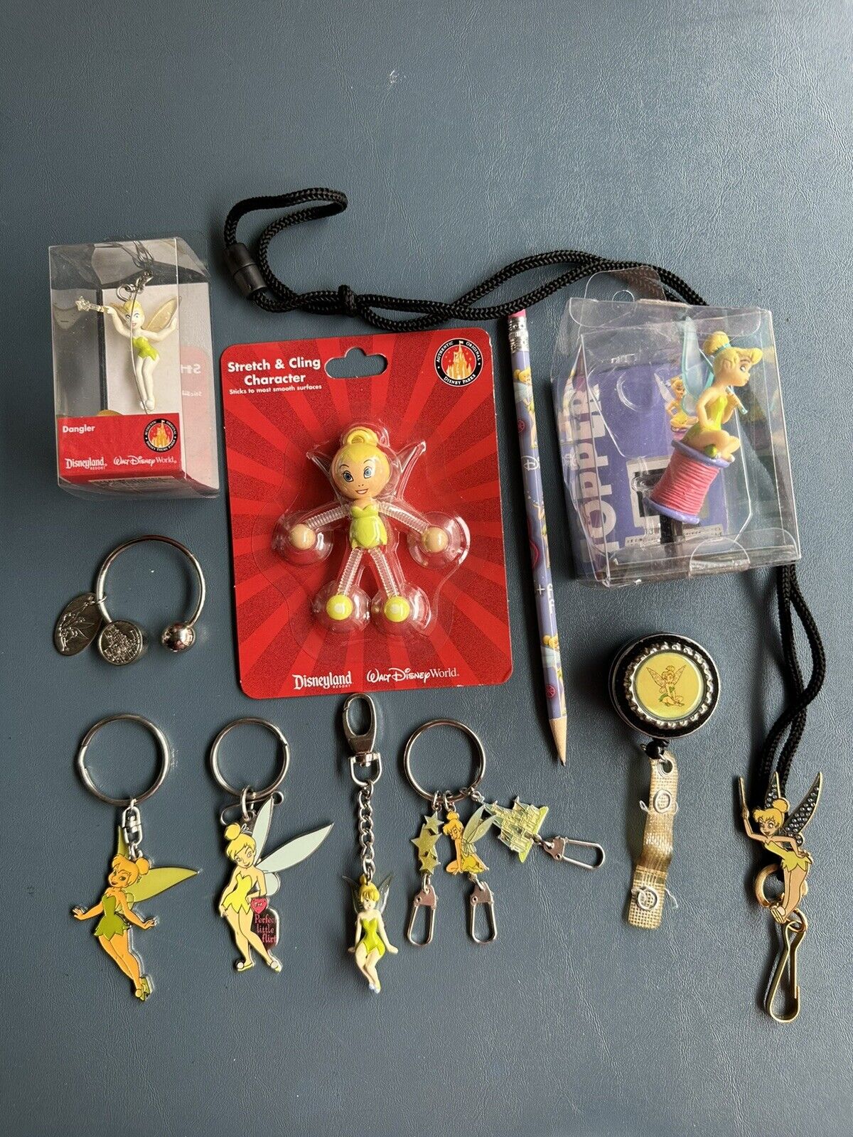 VINTAGE Disney Tinkerbell 10 Piece Lot Limited Edition Lanyard Keychains Topper