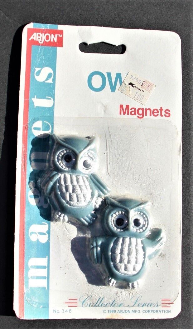 Owl Refrigerator Magnets  Vintage Arjon  Googly  Eyes 1989 NOS