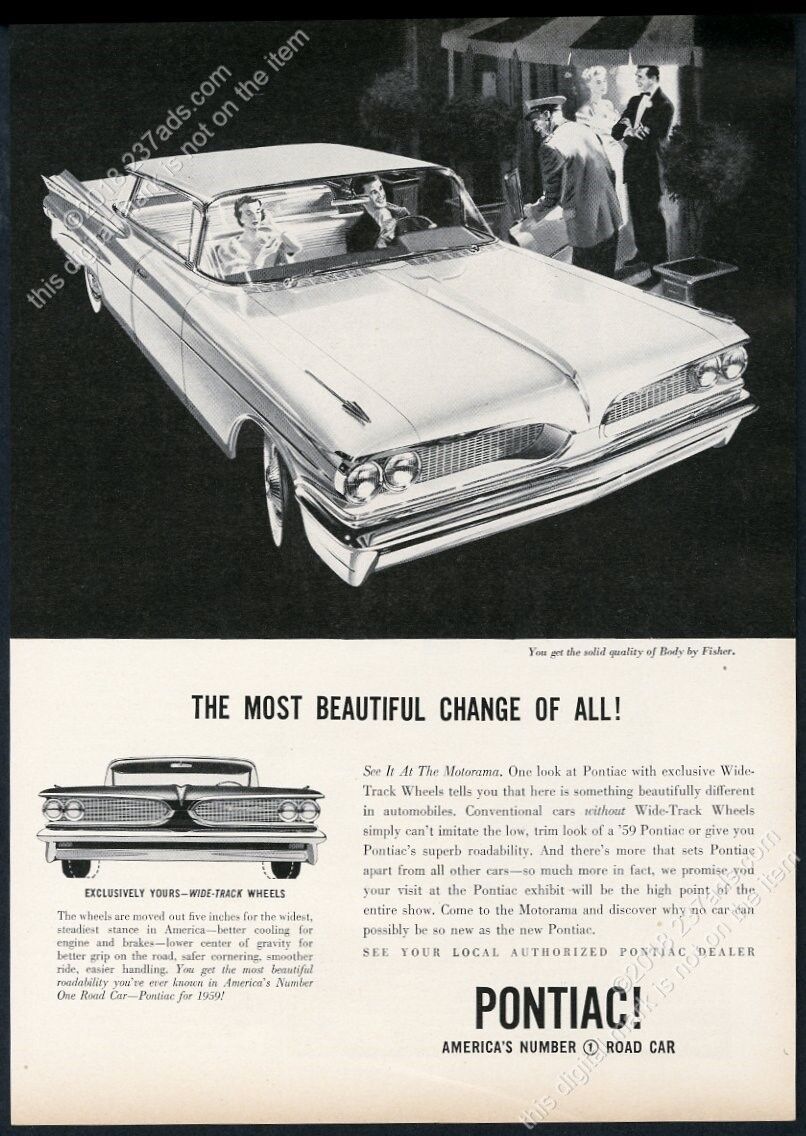 1959 Pontiac sedan 1958 GM Motorama car show vintage print ad