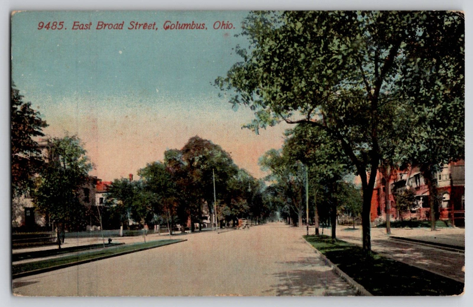 Street View Residential East Broad Street Columbus Ohio OH Vtg Postcard 1910s