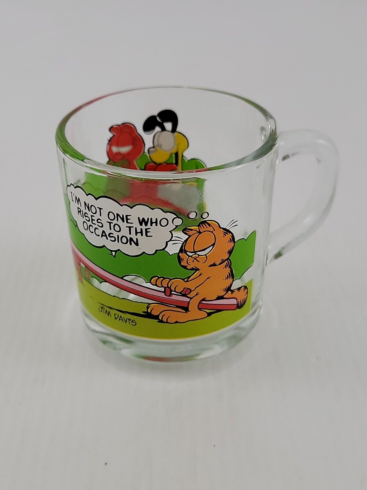 Vintage McDonald\'s Garfield Glass Coffee Mug Tea Cup 1978 Retro Cartoon Strip VG