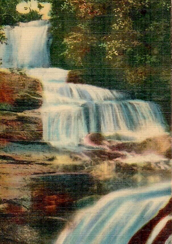 Vintage Linen Postcard Connestee Falls Beautiful Sapphire Country Western NC