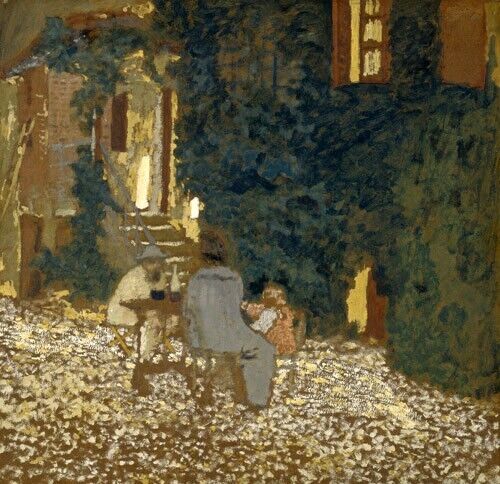 Oil painting Repast-in-a-Garden-1898-Edouard-Vuillard-oil-painting Repast-in-a-G
