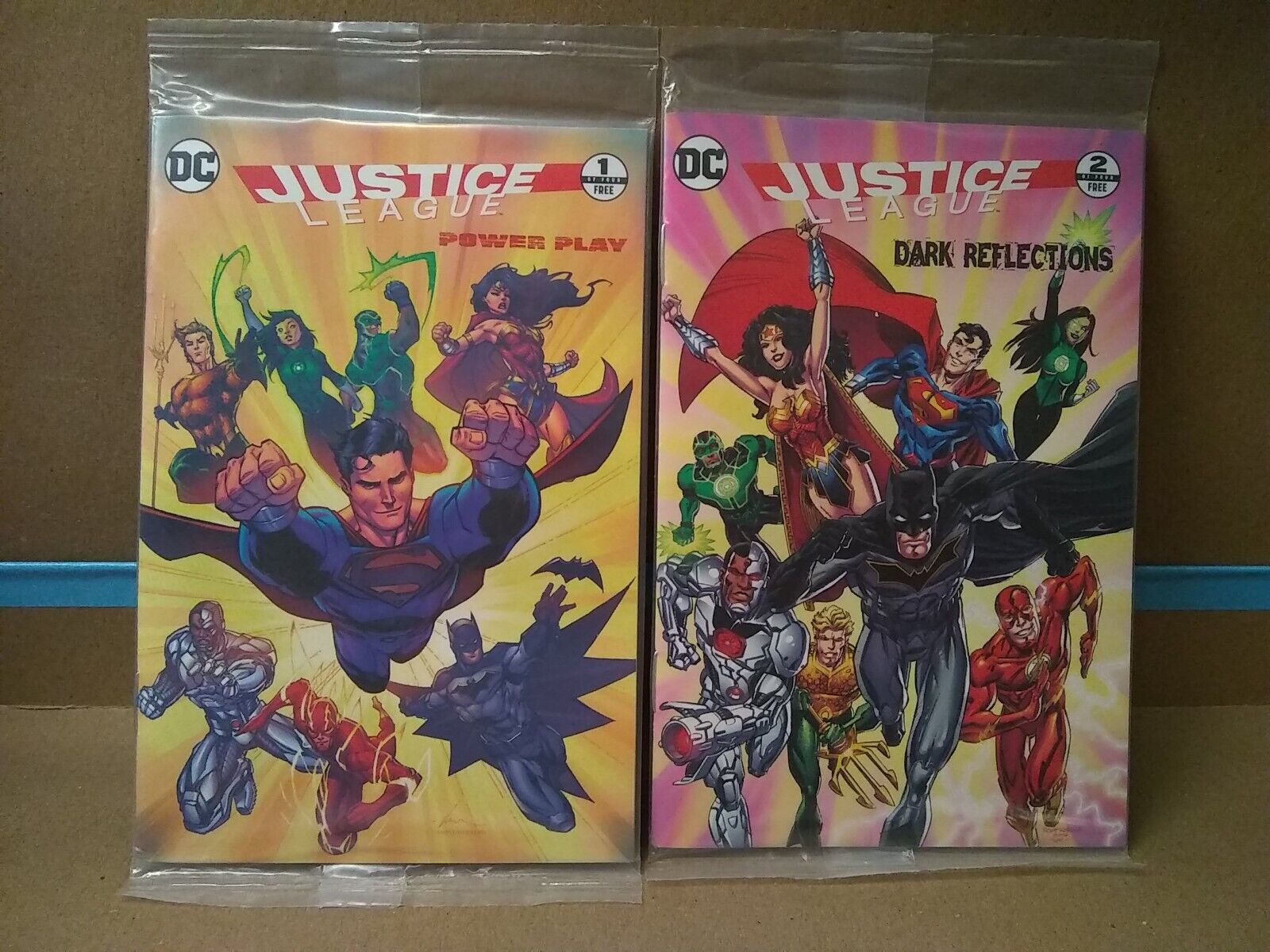 NEW Lot of 2 JUSTICE LEAGUE #1 and #2 Mini Comics from General Mills Sealed