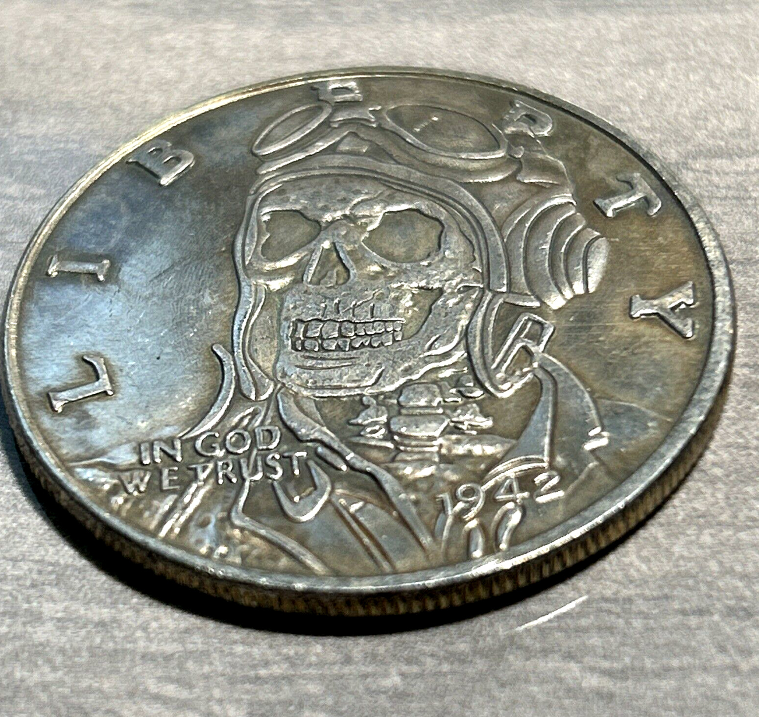 SKULL PILOT Challenge Coin Novelty Lucky Heads Tails IN STOCK SHIPS IN 24HRS