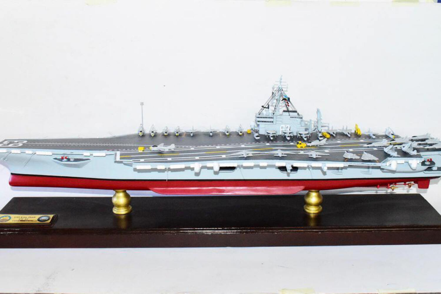 USS Kitty Hawk CV-63 Aircraft Carrier Model,Navy,Scale Model,Mahogany,Kitty Hawk