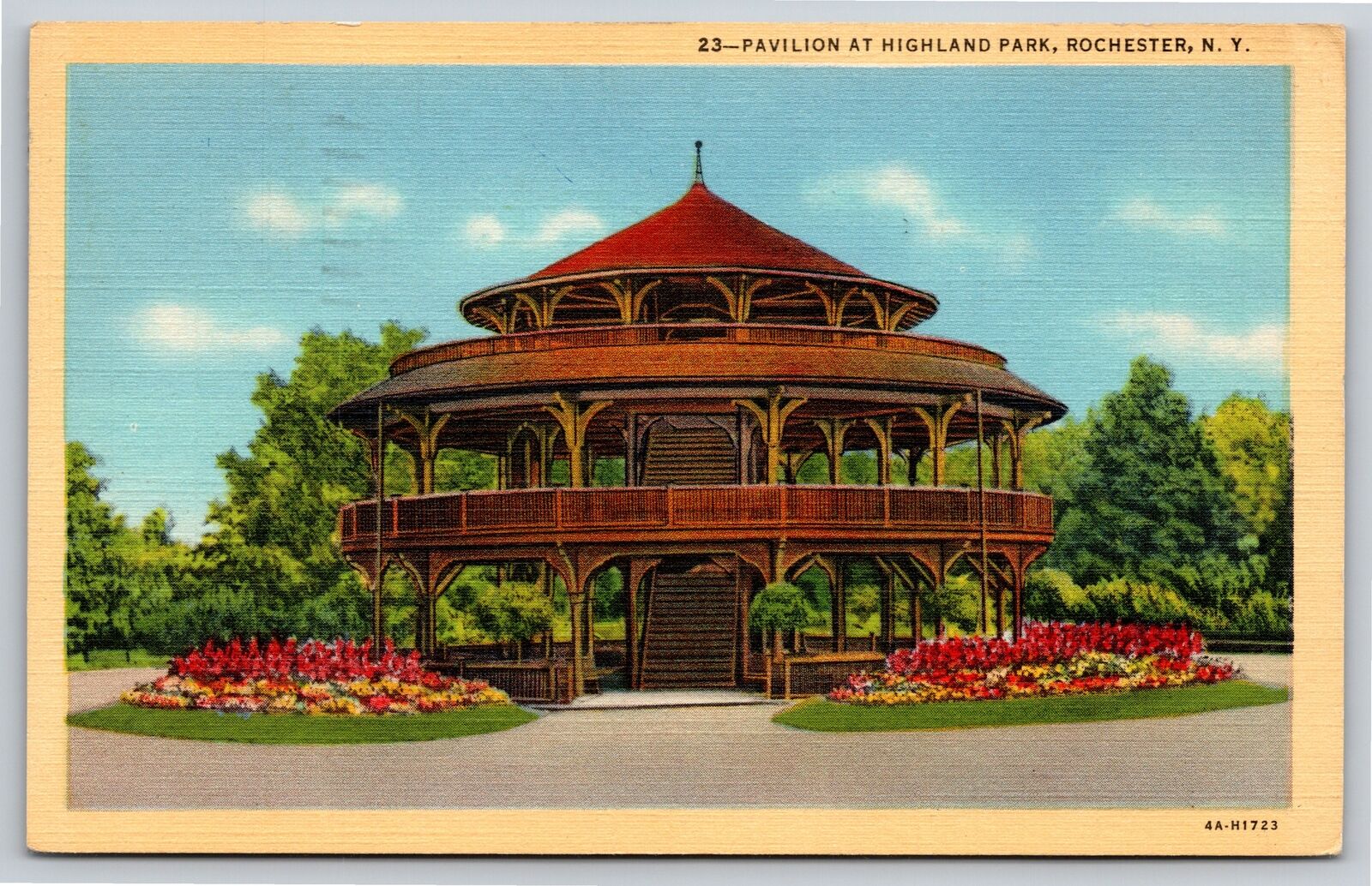 Rochester New York~Pavilion At Highland Park~Vintage Linen Postcard