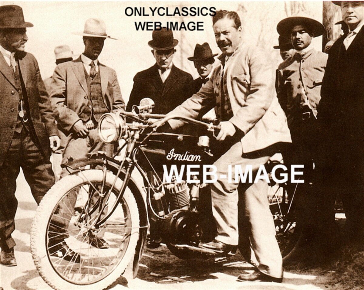 1914 INDIAN HENDEE MOTORCYCLE 8X10 PHOTO-PONCHO VILLA MOTORIZED MEXICO CAVALRY