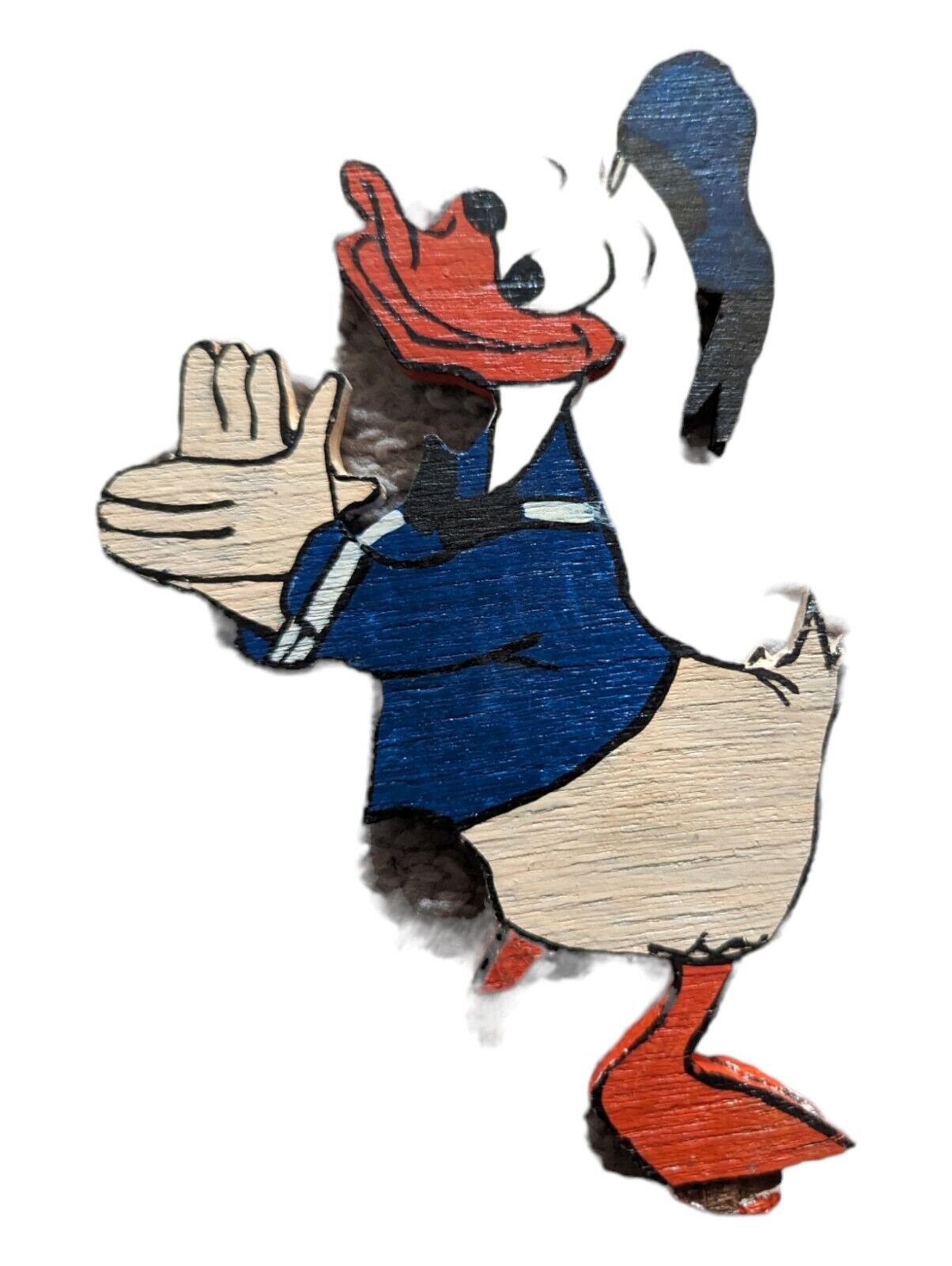 Donald Duck Wooden Cut Out Hand-painted Tramp Art 6 And 1/4 In
