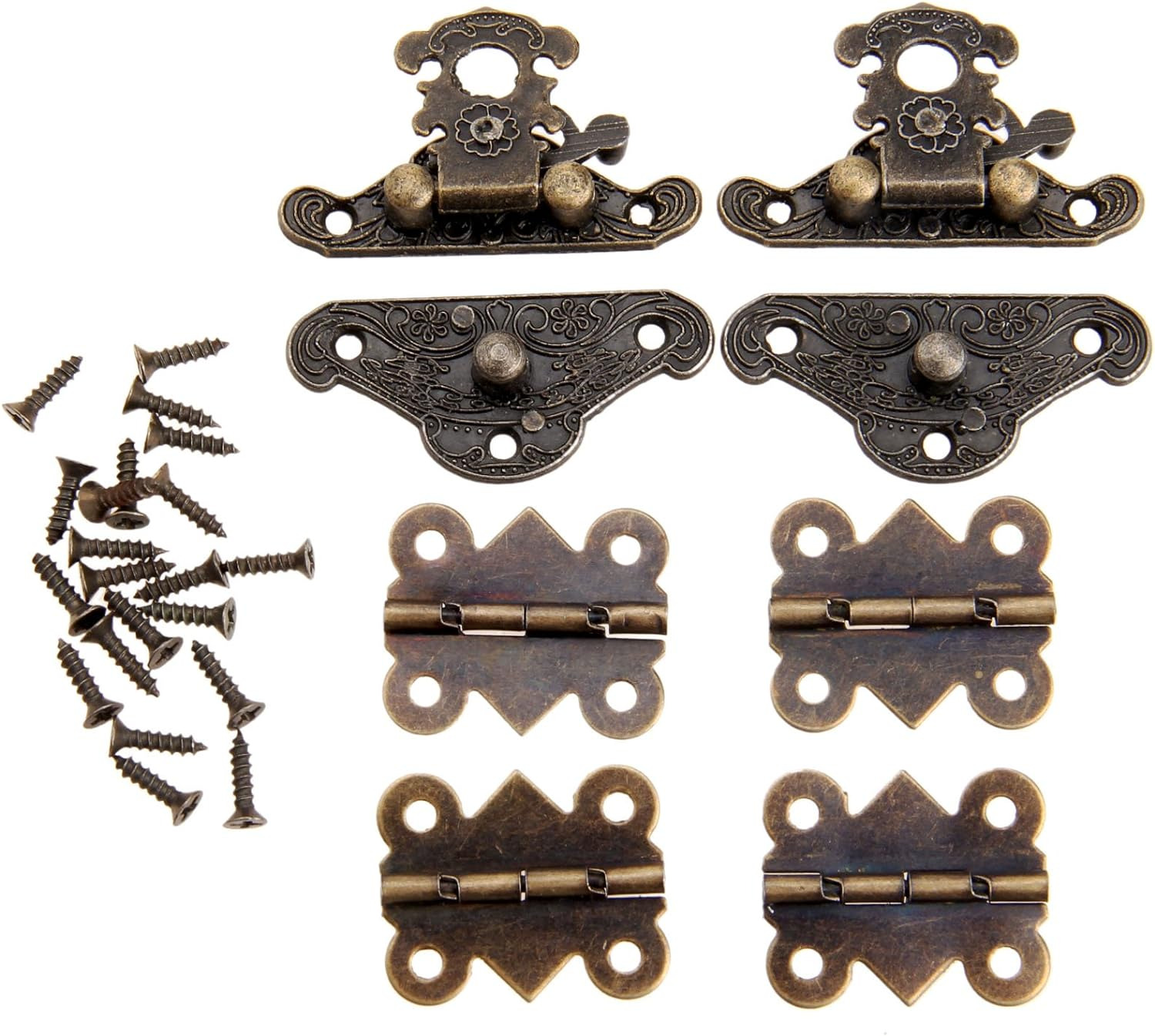 Antique Style Decorative Box Latch Hasps and Butterfly Hinges Kit for DIY Jewelr