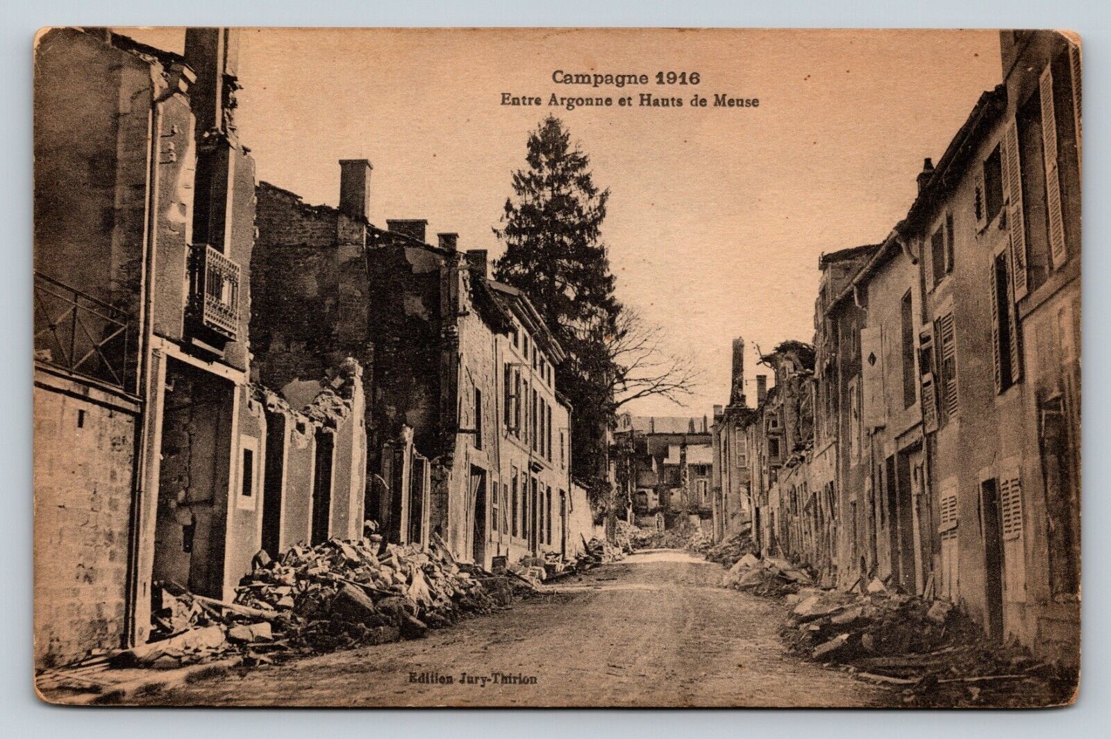 Champagne 1916 Between Argonne & Meuse Heights War Destruction ANTIQUE Postcard