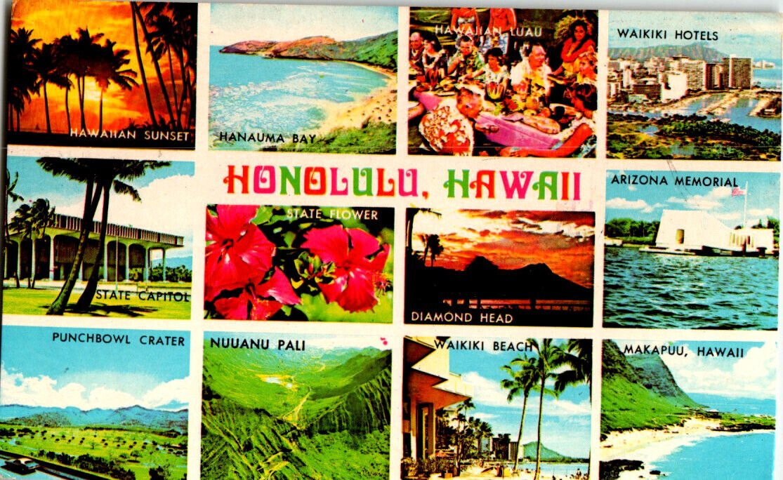 Honolulu, Hawaii Multi View postcard.