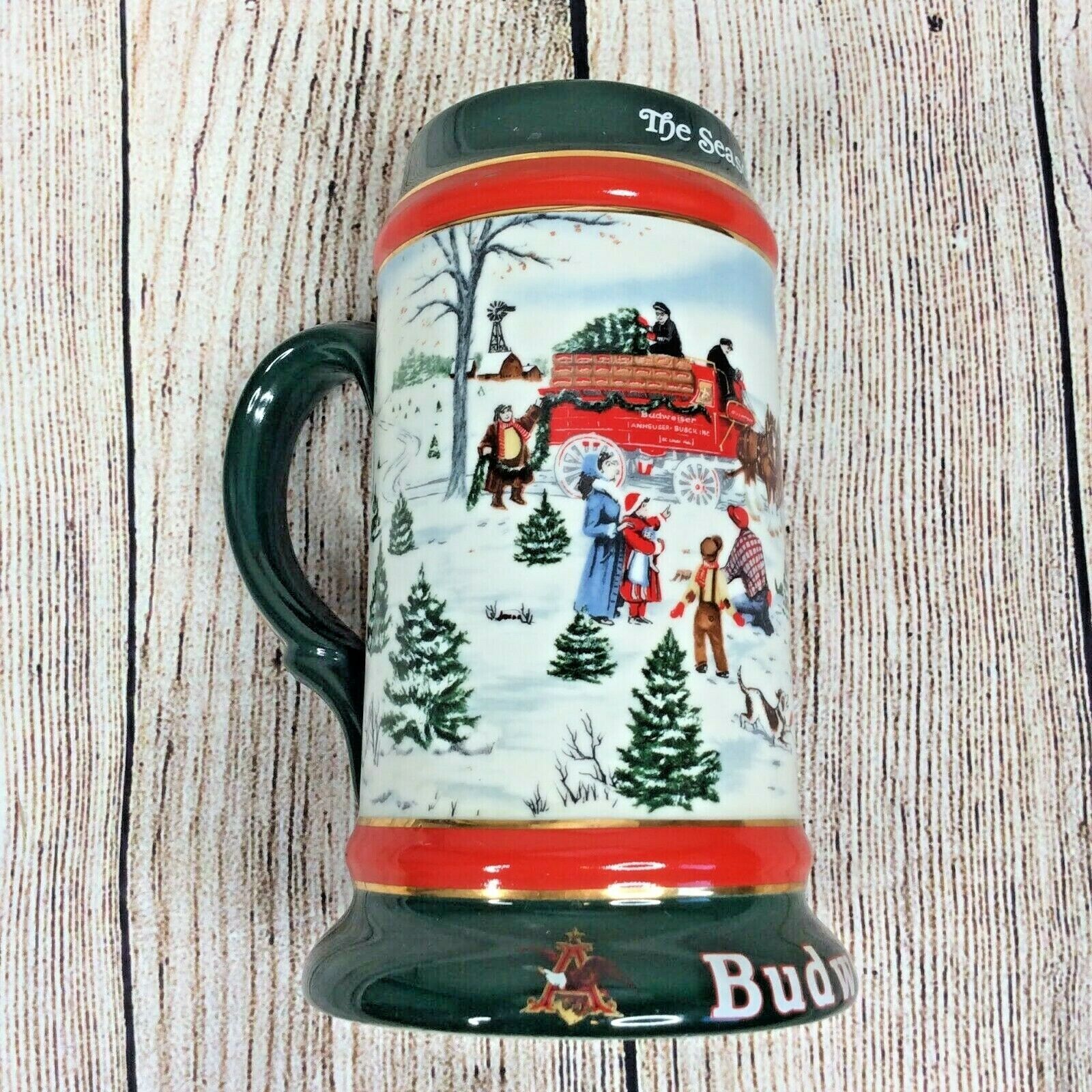 1991 Anheuser Busch Budweiser Clydesdale Holiday Stein The Seasons Best