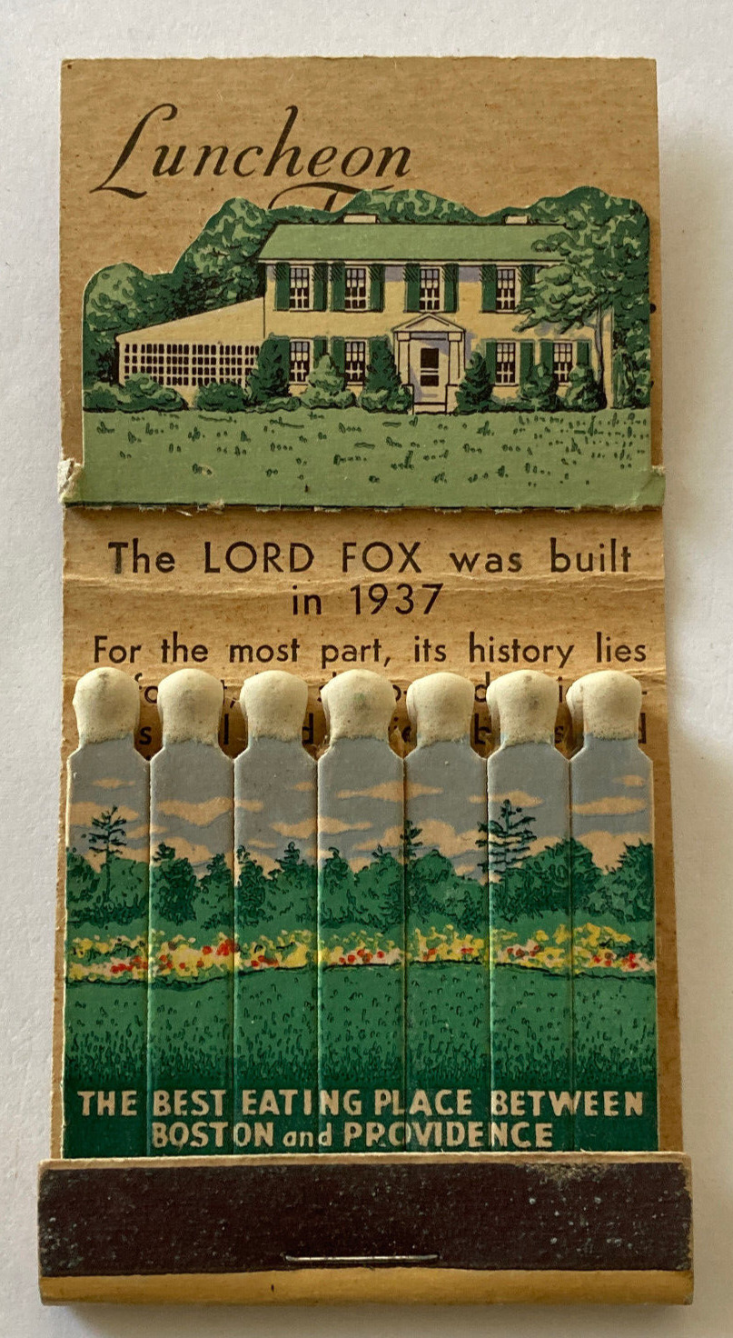 Lord Fox Restaurant Foxboro MA Massachusetts Full Feature Matchbook Vintage