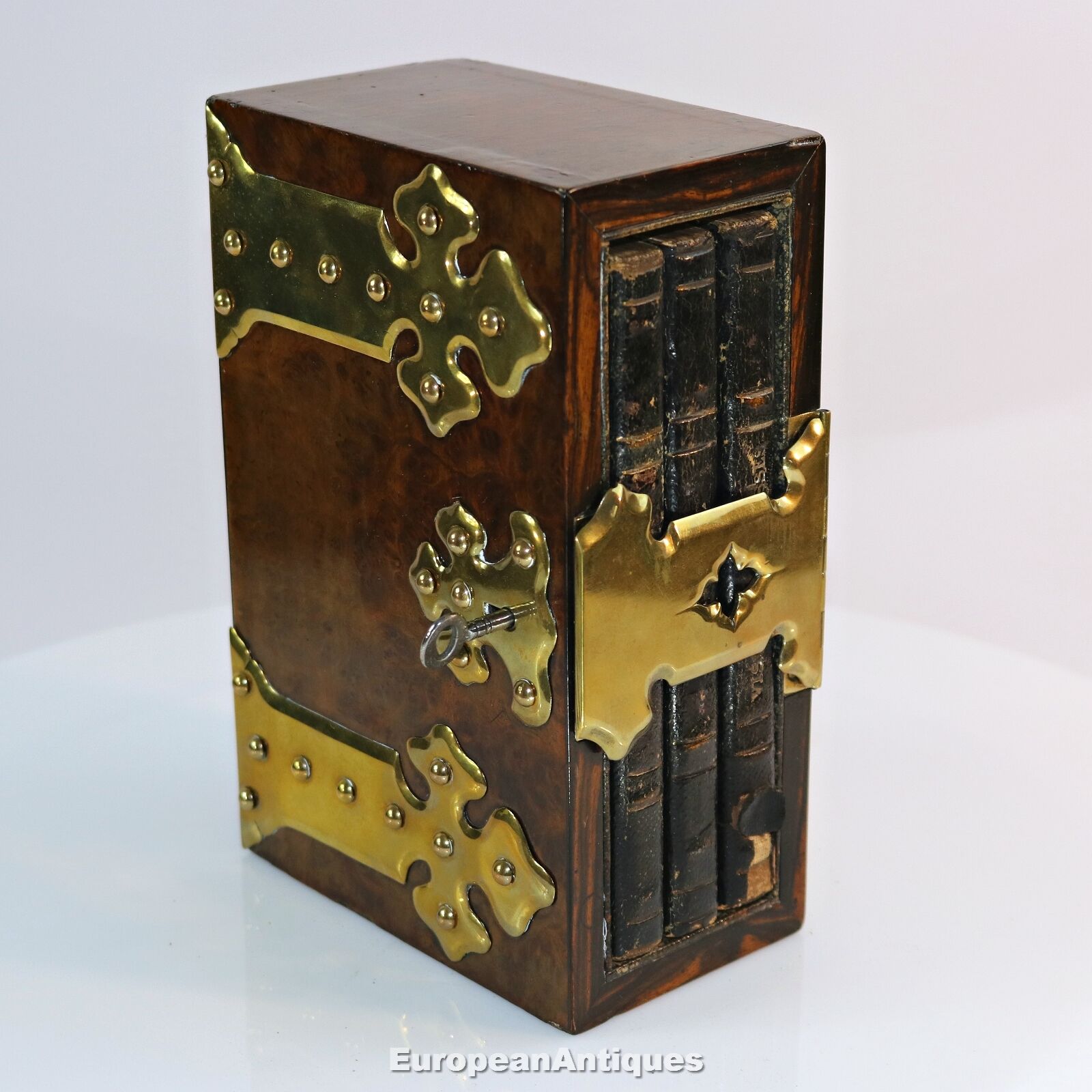 Antique English Walnut Slipcase Book Box London c.1860 Cash Diary & Address Book