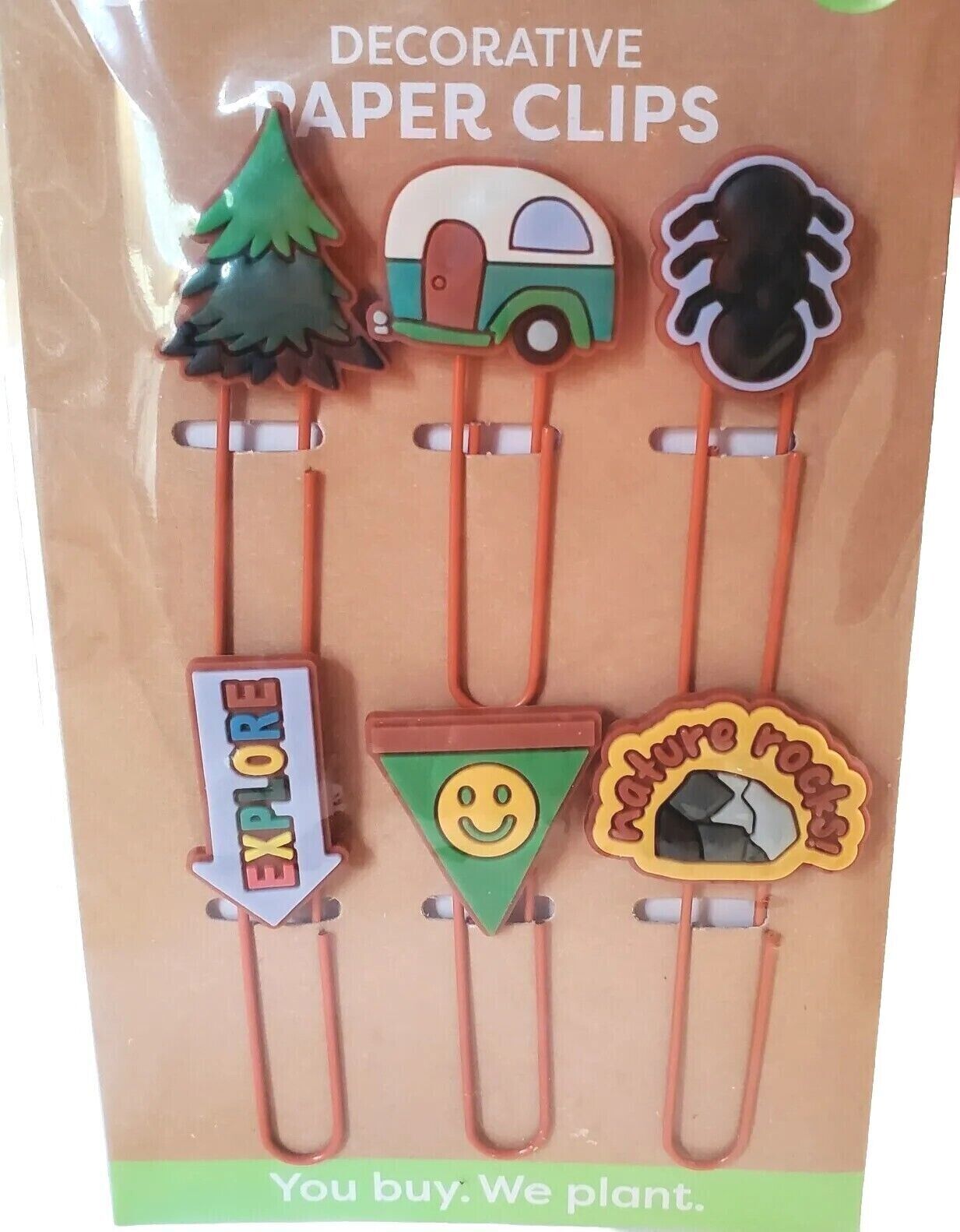 6 Decorative Paper Clips Camping Nature Theme Home & Office