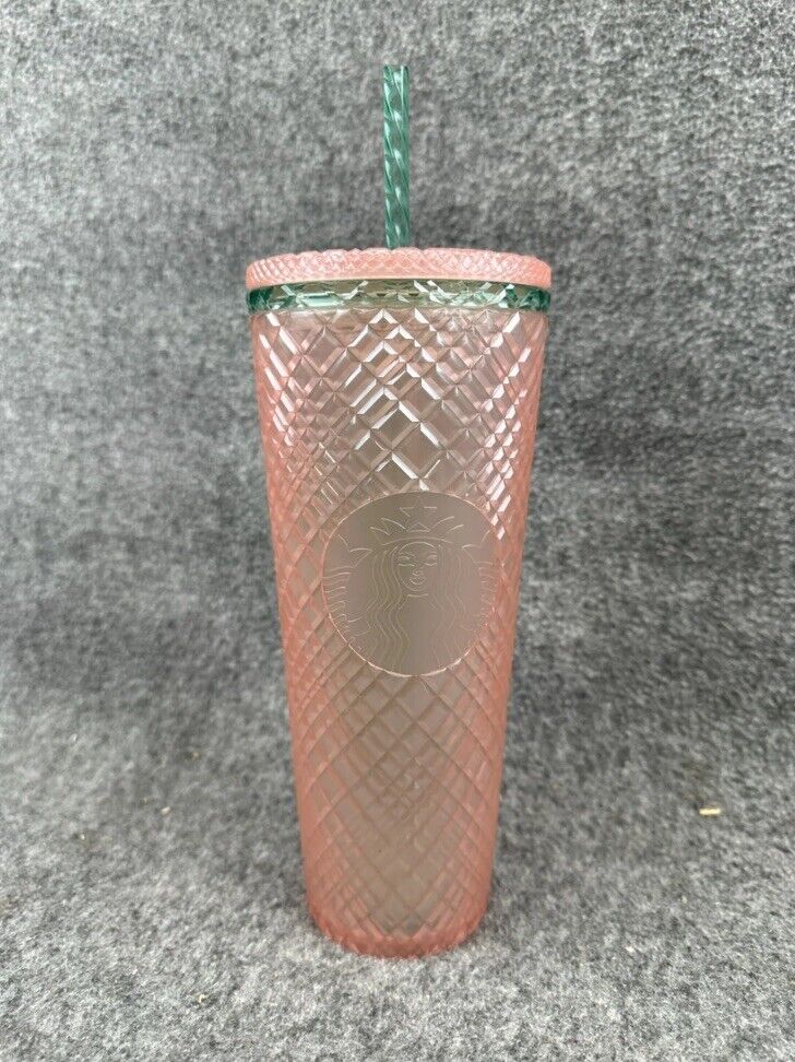 Starbucks 2023 Jeweled Pearl Pink Green Venti 24oz Cold Cup Tumbler NEW 