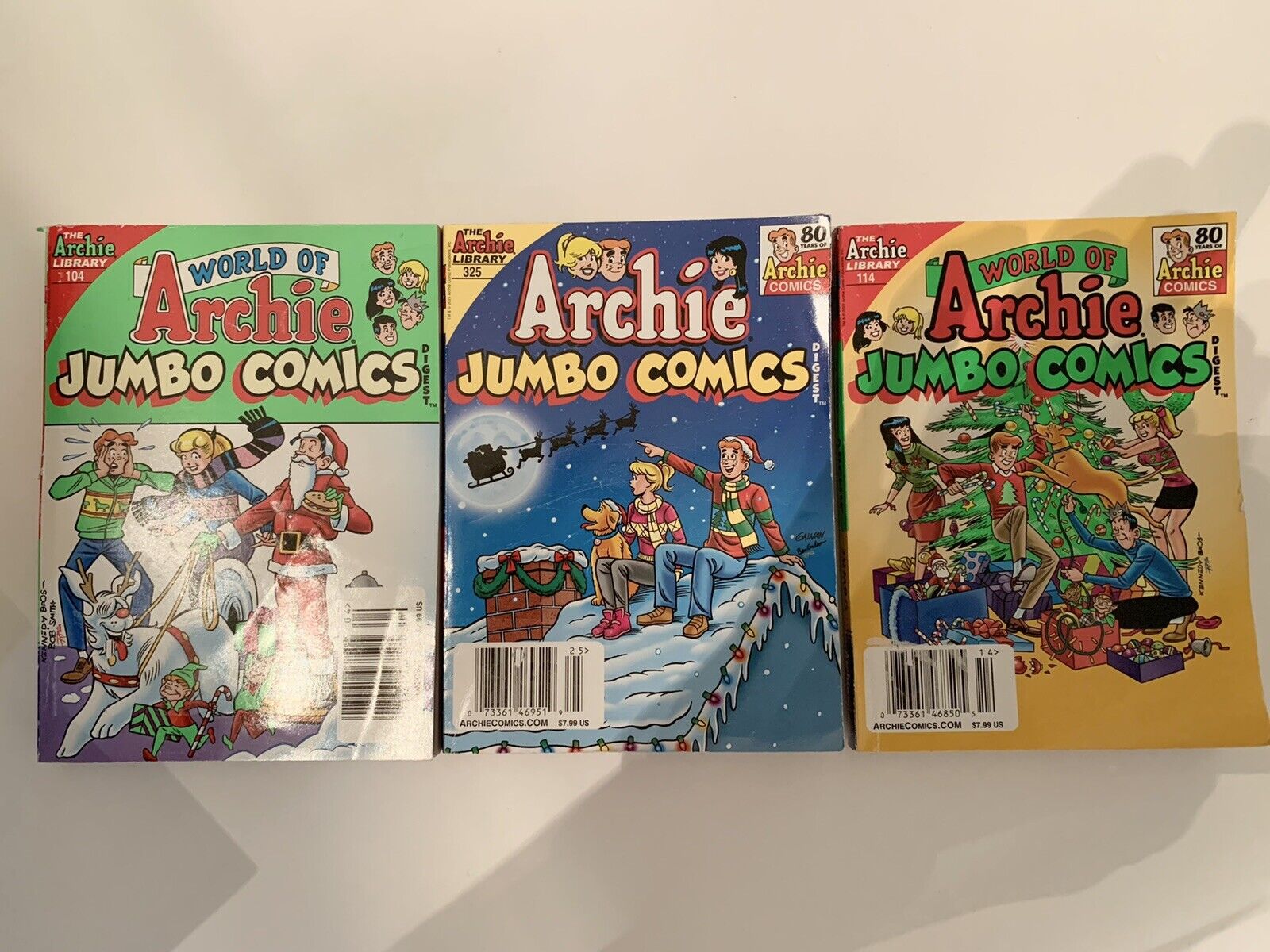 World of ARCHIE JUMBO COMICS Lot Of 3 Books Christmas #104, 114 & 325 Excellent