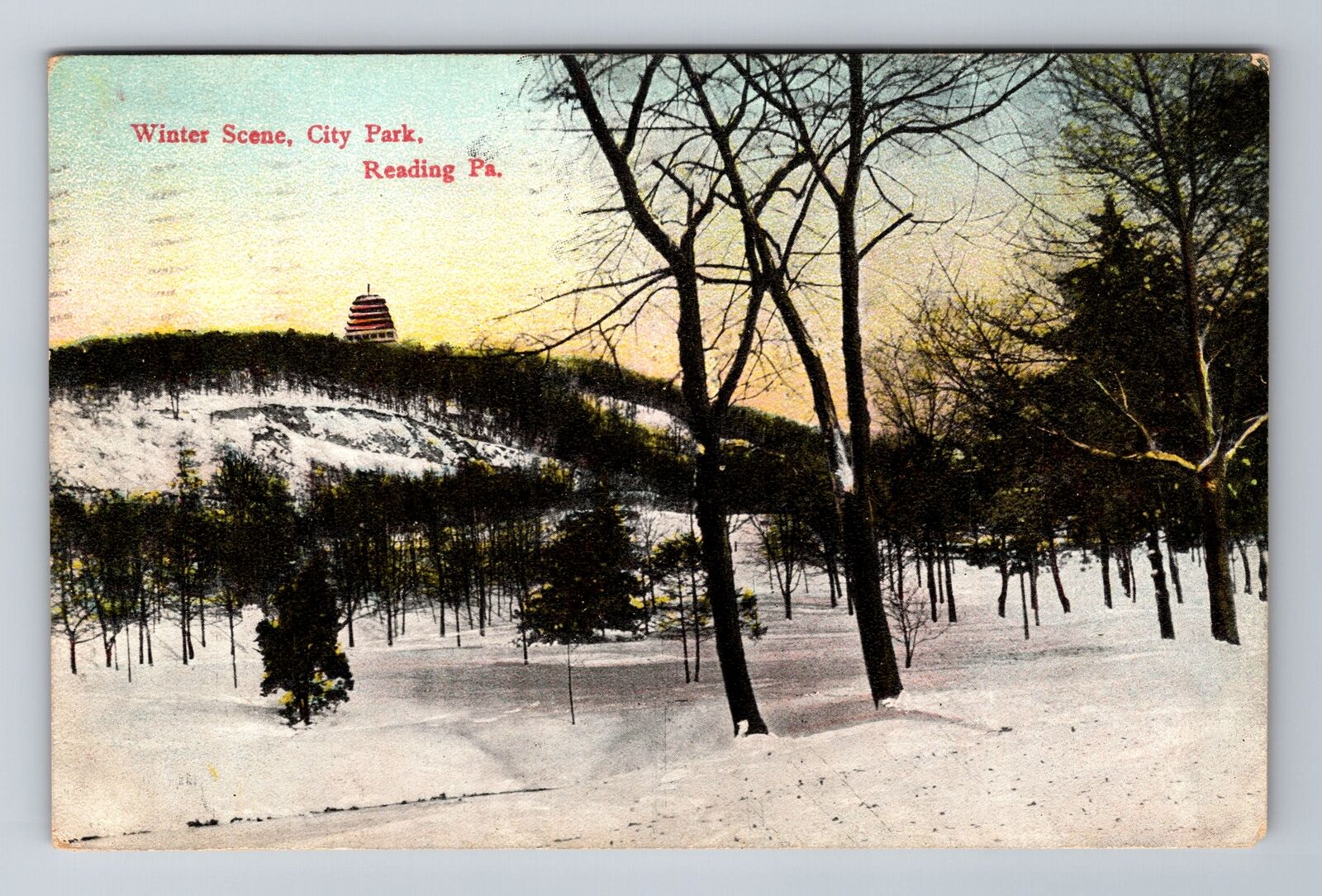 Reading PA-Pennsylvania, Winter Scene, City Park, Vintage c1913 Postcard