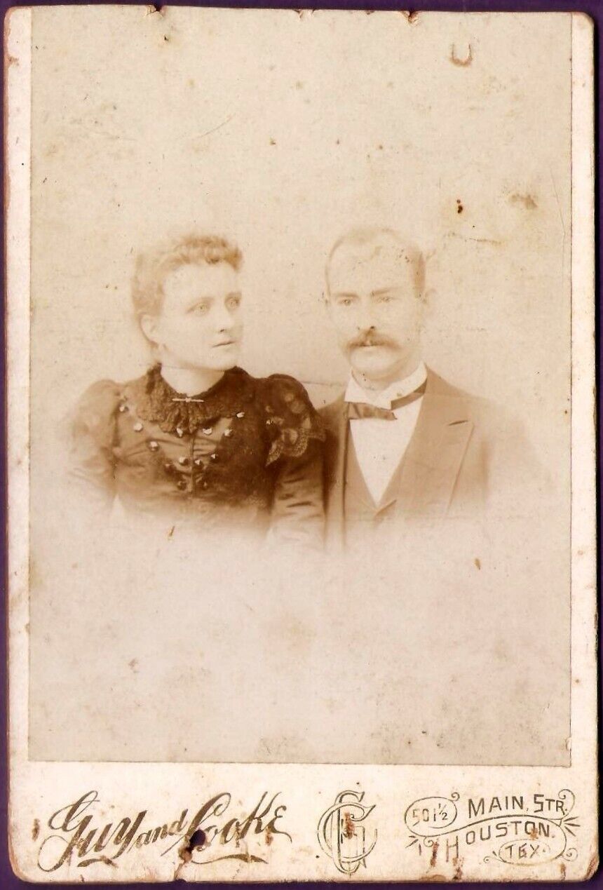 Houston Texas Cabinet Card of Couple Dressed Formally Wedding