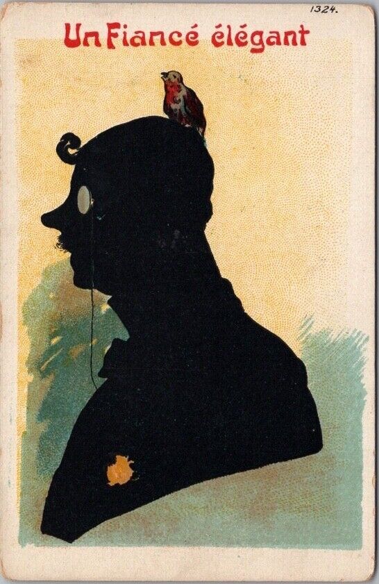Vintage 1910s French SILHOUETTE Art Postcard \